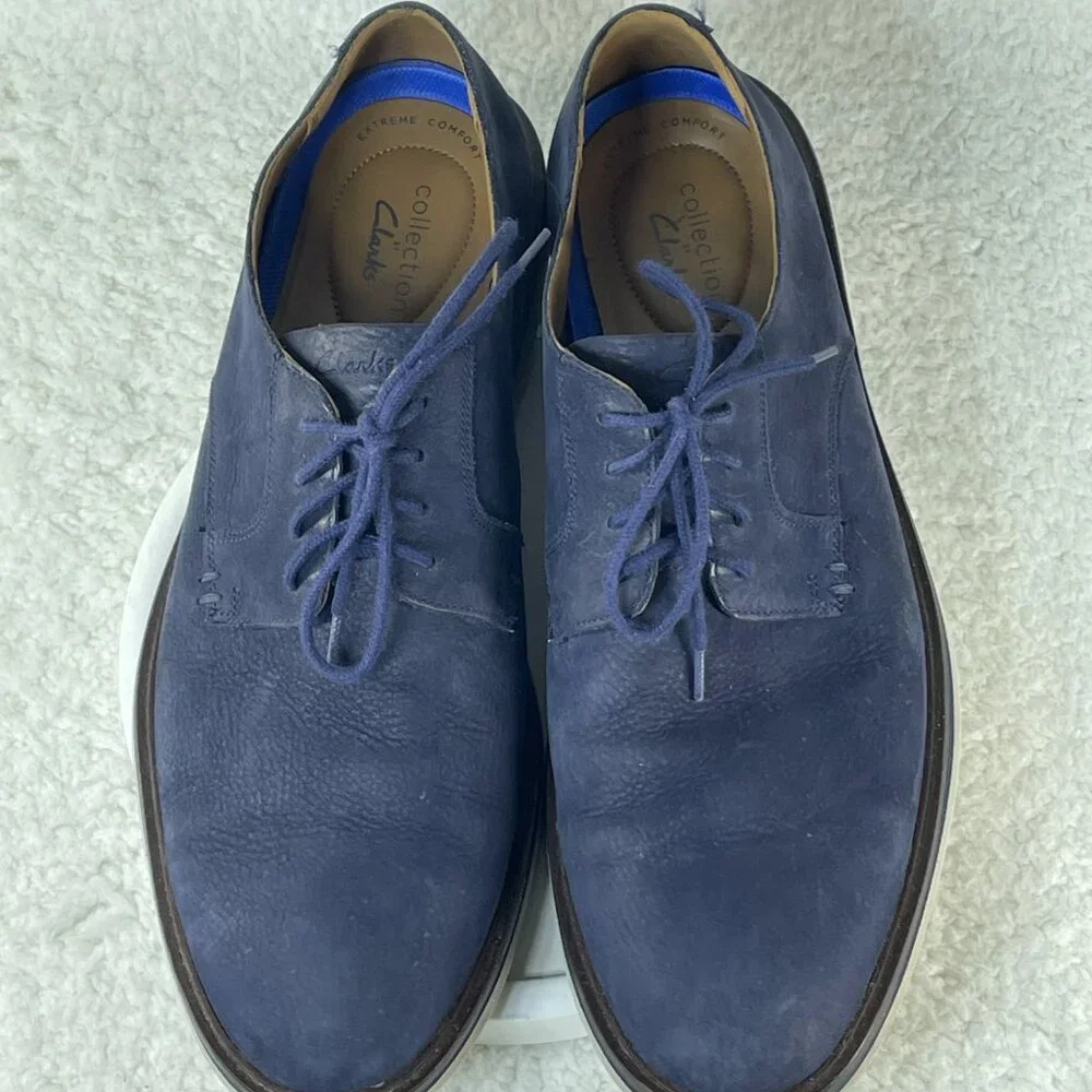 Clarks Collection Loafers Mens 11.5 Blue Extreme Comfort Suede Lace Up Shoes